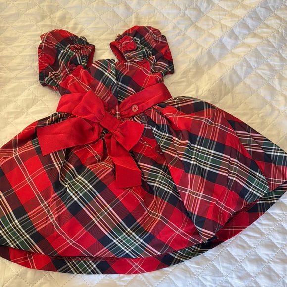 Janie and Jack Red Plaid Christmas Dress with Fur Vest - Picture 4 of 4